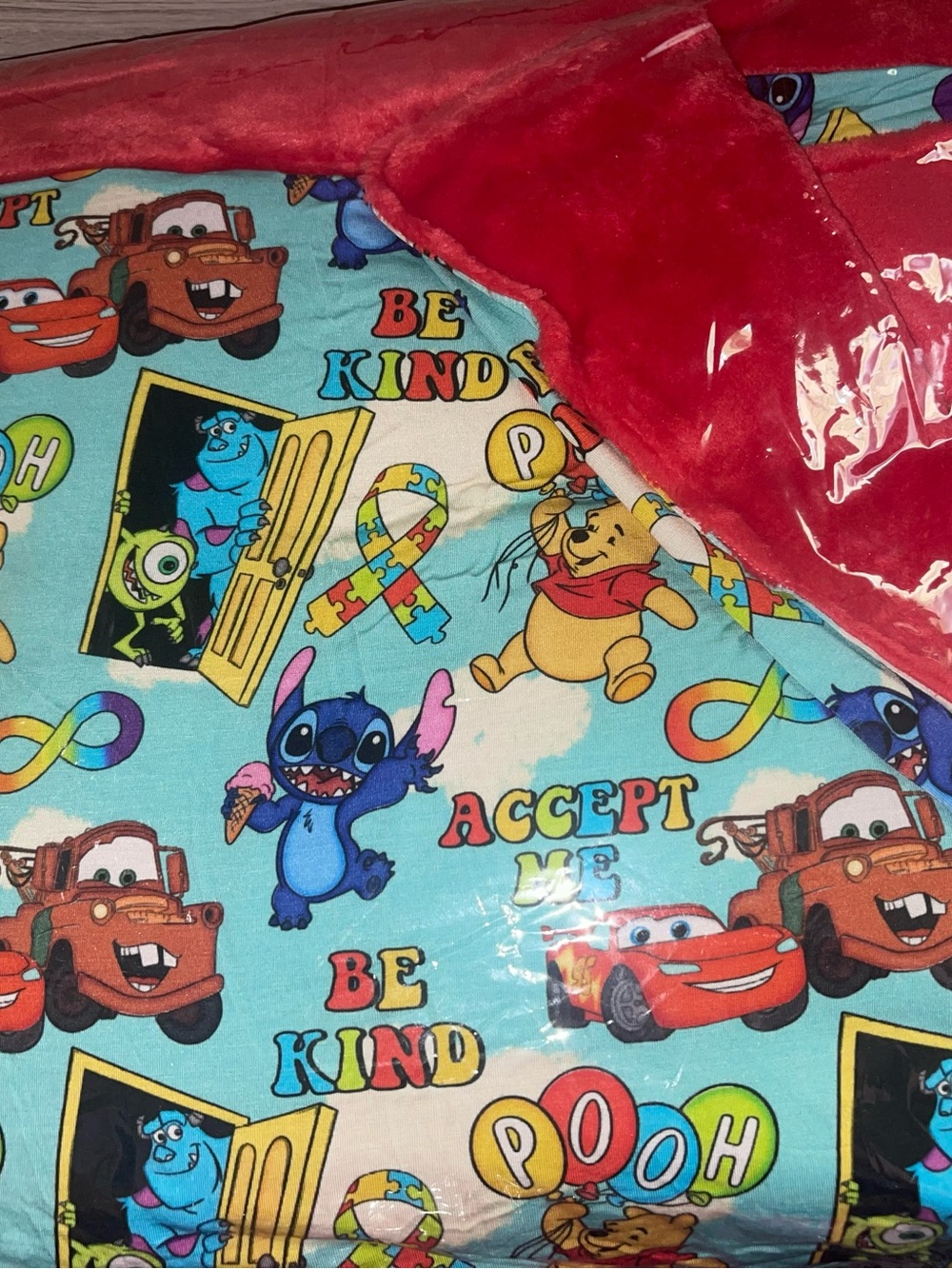 Disney Multicharacter bamboo on one side &Plush  the other side Blanket.